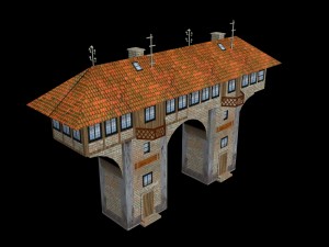 old house with arch low poly model Modelo 3D