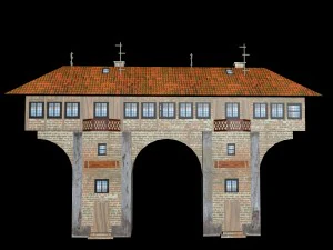 vecchia casa con arco modello low poly Modello 3D
