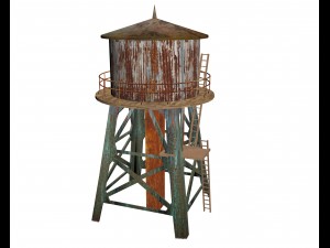 the old rusty water tower low poly Model 3D