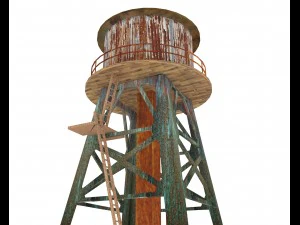 the old rusty water tower low poly 3D Model