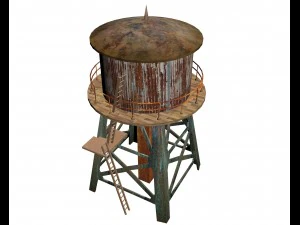 the old rusty water tower low poly 3D Model