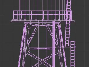 the old rusty water tower low poly 3D Model