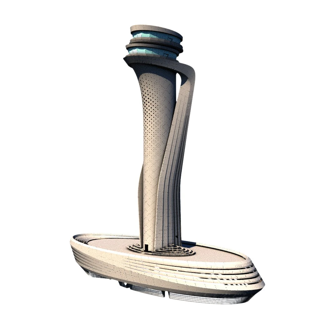 istanbul airport tower - istanbul 3 havalimani kulesi 3D Model .c4d .max .obj .3ds .fbx .stl .blend 