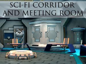 sci-fi corridor and meeting room 3D Model