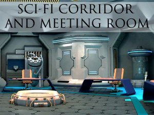 науково-фантастичний коридор і кімната для переговорів 3D Модель