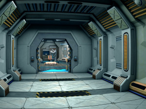 sci-fi corridor and meeting room Modello 3D
