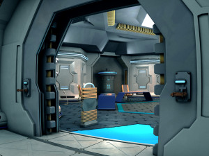sci-fi corridor and meeting room Modello 3D