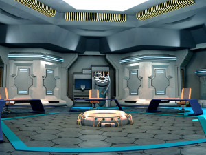 sci-fi corridor and meeting room Modello 3D