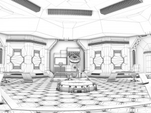 sci-fi corridor and meeting room Modello 3D