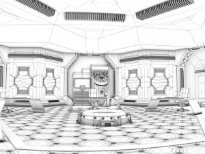 sci-fi corridor and meeting room 3D Model