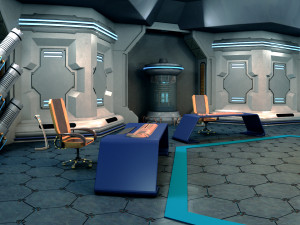 sci-fi corridor and meeting room Modello 3D