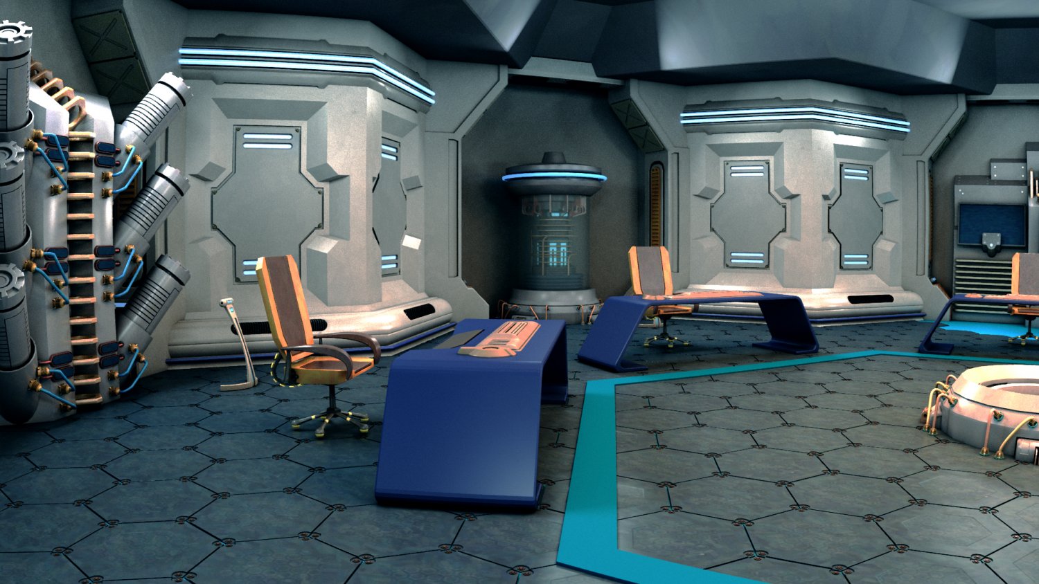 Sci Fi Corridor And Meeting Room 3d Modell In Flur 3dexport