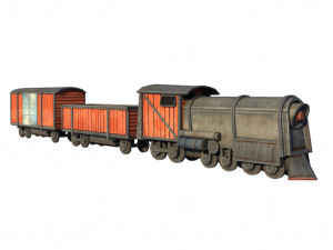 low poly game ready train model 3Dモデル
