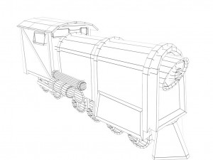 low poly game ready train model Modèle 3D