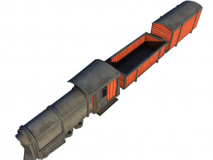 low poly game ready train model Modèle 3D