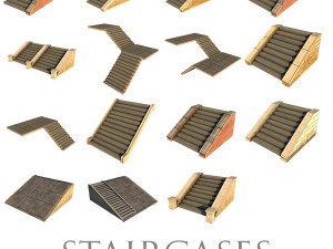 low poly roads staircases and bridges pack 3D 모델