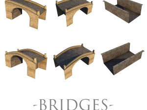 low poly roads staircases and bridges pack 3D 모델
