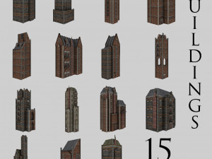 urban buildings pack 15 pieces 3D Model