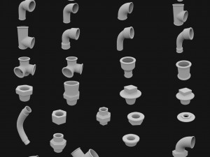 pipes and fittings pack 31 pieces 3D 모델