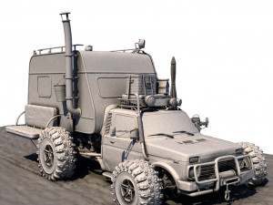 post apocalyptic caravan truck 3D 模型