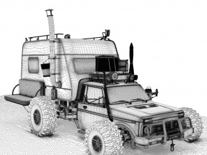post apocalyptic caravan truck 3D 模型