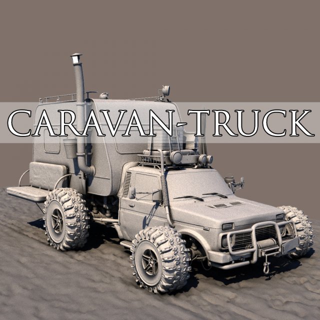 post apocalyptic caravan truck 3D 模型 .c4d .max .obj .3ds .fbx .stl .blend 