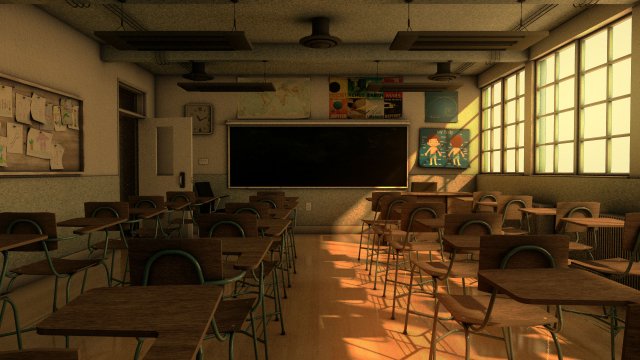 school classroom Modelo 3D .c4d .max .obj .3ds .fbx .stl .blend 
