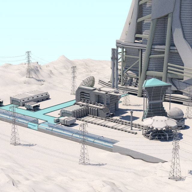 futuristic exoplanetary facility Modelo 3D .c4d .max .obj .3ds .fbx .stl .blend 