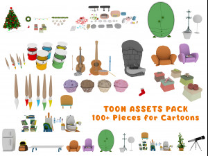cartoon assets pack Modello 3D