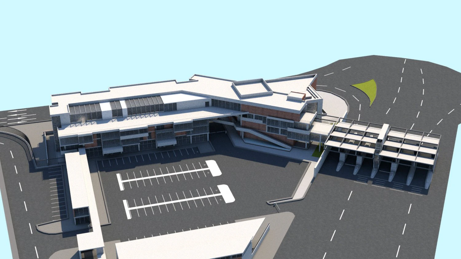 border control and administration buildings 3D Model .c4d .max .obj .3ds .fbx .stl .blend