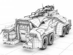 sci-fi military car Modello 3D
