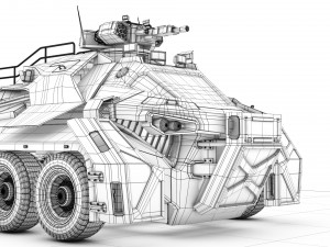 sci-fi military car Modello 3D