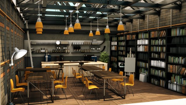 cool coffee shop Modelo 3D .c4d .max .obj .3ds .fbx .stl .blend 