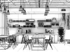 cool coffee shop 3D Model
