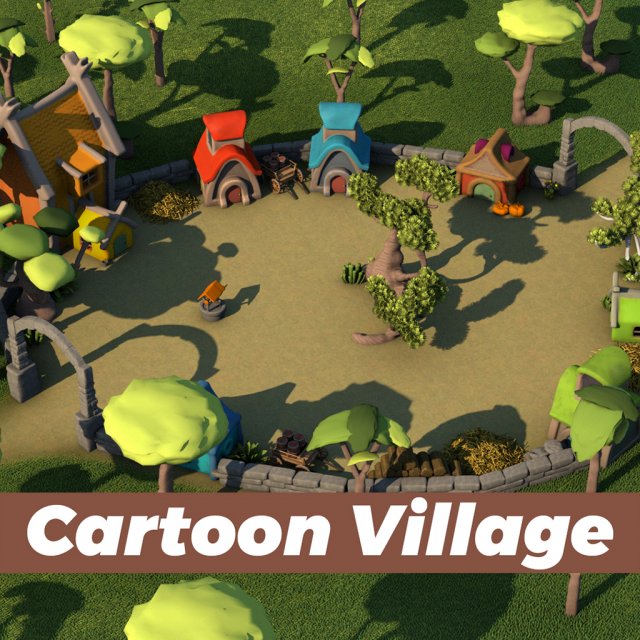 cartoon village 3D Model .c4d .max .obj .3ds .fbx .stl .blend 