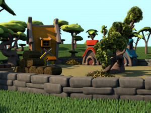 cartoon village 3D Model