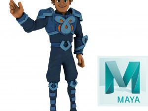 漫画の装備されたキャラクター 1 3Dモデル