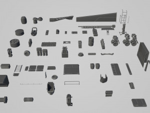 hard surface kitbash pack - 60 objects Modèle 3D