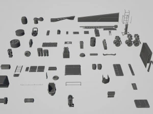 hard surface kitbash pack - 60 objects 3D Model