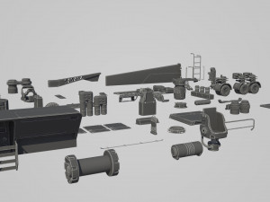 hard surface kitbash pack - 60 objects Modèle 3D