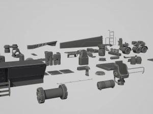 hard surface kitbash pack - 60 objects 3D Model