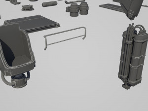 hard surface kitbash pack - 60 objects Modèle 3D