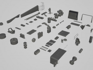 hard surface kitbash pack - 60 objects Modèle 3D