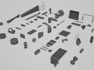 hard surface kitbash pack - 60 objects 3D Model