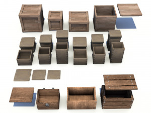 wooden crates and boxes pack 3Dモデル