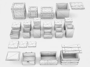 wooden crates and boxes pack 3D Model