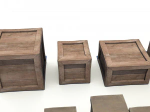 wooden crates and boxes pack 3D Model