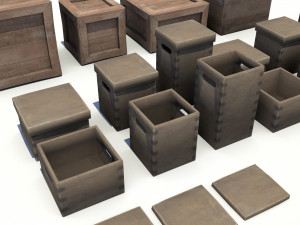 wooden crates and boxes pack 3D Модель
