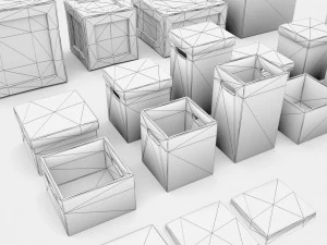 wooden crates and boxes pack 3D Model