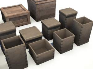 wooden crates and boxes pack 3D Модель